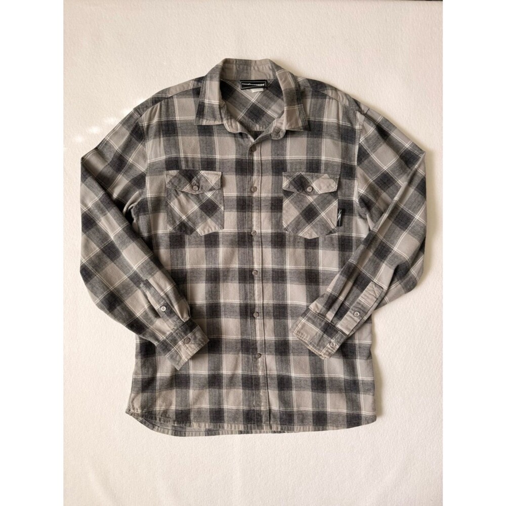 The Hundreds Gray Black Plaid Flannel Button Down Shirt XXL Bobby Hundreds